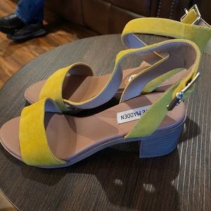 Steve Madden mustard yellow block heel